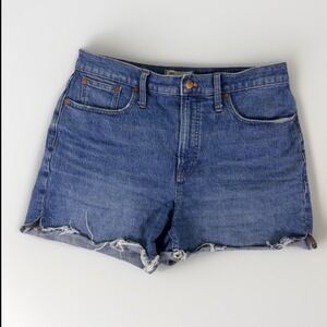 Madewell Womens Jean Shorts 30 The Perfect Mid Length Distressed Frayed Hem Boho